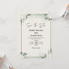 Greenery Modern Save The Date Invitation Kaart