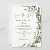 Greenery Modern Save The Date Invitation Kaart (Voorkant)