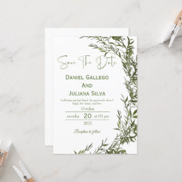 Greenery Modern Save The Date Invitation Kaart