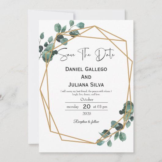 Greenery Modern Save the Date Uitnodiging (Voorkant)