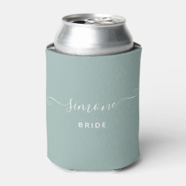 Greenery Modern Script Wedding Bride Dusty Green Blikjeskoeler