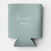 Greenery Modern Script Wedding Bride Dusty Green Blikjeskoeler (Voorkant)