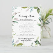 Greenery Modern Wedding Kissing Menu Game Kaart (Staand voorkant)