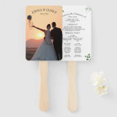 Greenery Modern Wedding Program Invitation Handwaaier (Voorkant en achterkant)