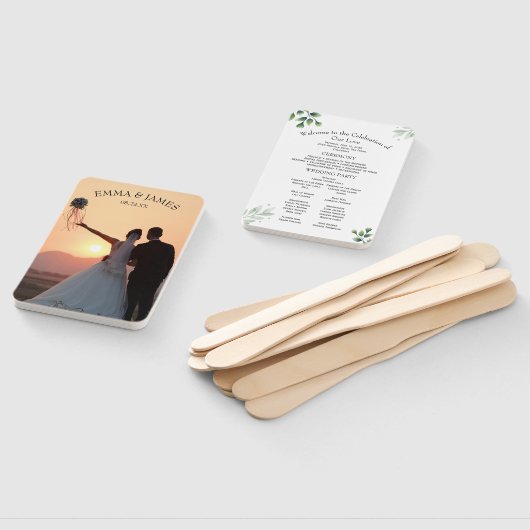 Greenery Modern Wedding Program Invitation Handwaaier (Niet-gemonteerd)