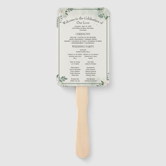Greenery Modern Wedding Program Uitnodiging Handwaaier (Achterkant)