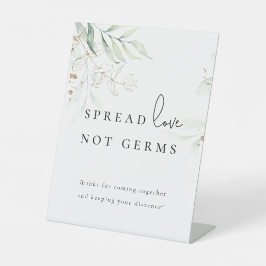  Greenery Modern Wedding Sanitizing Station Reclamebord Met Voetstuk (Voorkant)