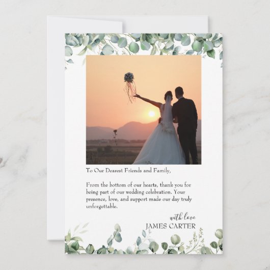 Greenery Modern Wedding Thank You Card Bedankkaart (Achterkant)