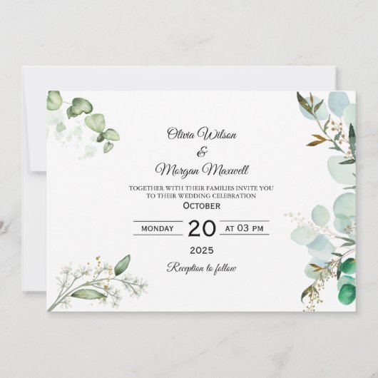 Greenery Moderne foto Sla de datum uitnodiging op (Achterkant)