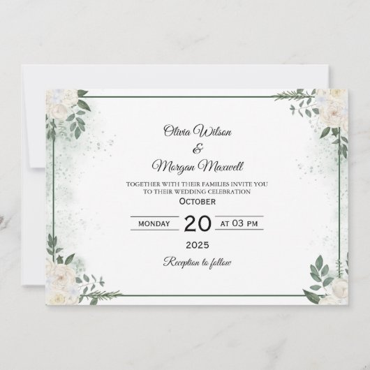 Greenery Moderne foto Sla de datum uitnodiging op (Achterkant)