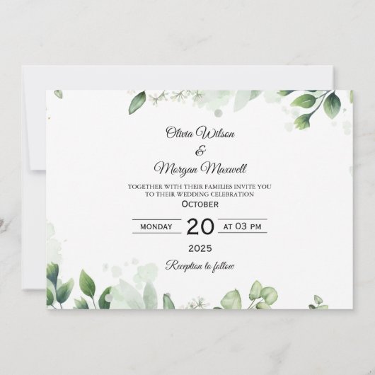 Greenery Moderne foto Sla de datum uitnodiging op (Achterkant)