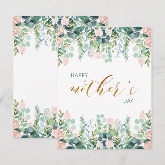 Greenery Moederdag Wenskaart Notitiekaartje (Voorkant / Achterkant)