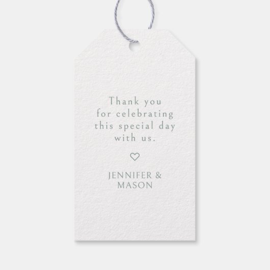 Greenery Monogram Dank u Huwelijksgunst Labels Cadeaulabel (Achterkant)