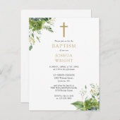 Greenery Monogram Doopsel Uitnodiging (Voorkant / Achterkant)