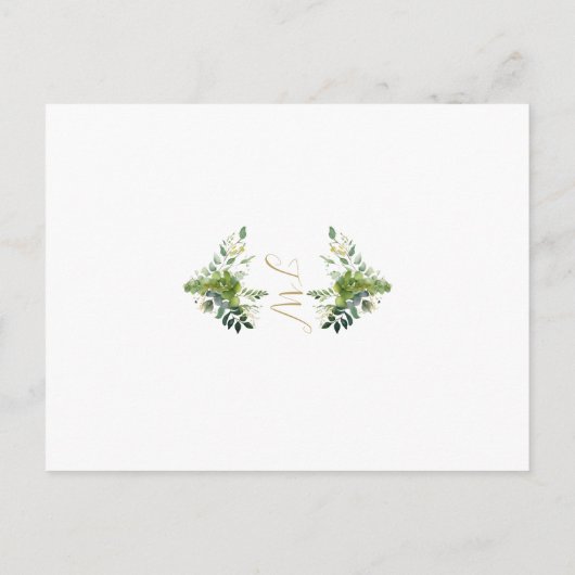 Greenery Monogram Doopsel Uitnodiging (Achterkant)