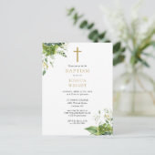 Greenery Monogram Doopsel Uitnodiging (Staand voorkant)