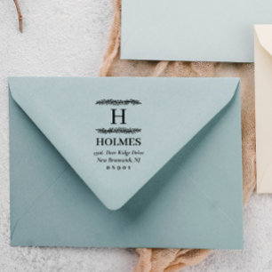 Greenery Monogram Naam en adres Rubberstempel