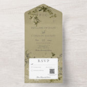 Greenery Monogram QR Code All In One Uitnodiging (Binnen)