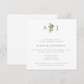 Greenery Monogram Rehearsal Dinner Invitation Kaart (Voorkant / Achterkant)