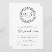 Greenery Monogram Rehearsal Dinner Invitations Kaart (Voorkant / Achterkant)