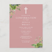 Greenery Monogram Roze Bevestiging Uitnodiging (Voorkant)