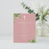 Greenery Monogram Roze Bevestiging Uitnodiging (Staand voorkant)