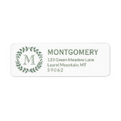 Greenery Monogram Rustic Country Return Address Etiket (Voorkant)