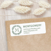 Greenery Monogram Rustic Country Return Address Etiket