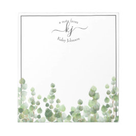 Greenery Monogram Script | Van het bureau van de l Notitieblok