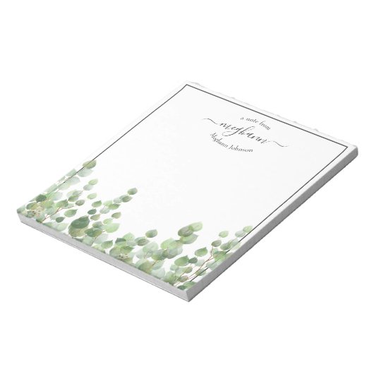 Greenery Monogram Script | Van het bureau van de l Notitieblok (Linkerzijde)