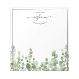 Greenery Monogram Script | Van het bureau van de l Notitieblok