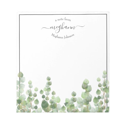 Greenery Monogram Script | Van het bureau van de l Notitieblok (Voorkant)