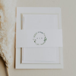 Greenery Monogram Uitnodiging Buikband Uitnodigingen Wikkel