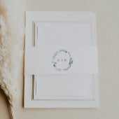 Greenery Monogram Uitnodiging Buikband Uitnodigingen Wikkel