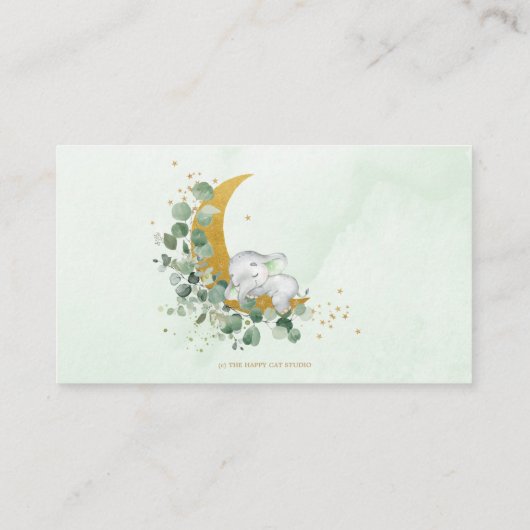 Greenery Moon Cute Elephant Books for Baby Neutral Informatiekaartje (Achterkant)