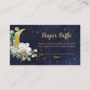 Greenery Moon Cute Elephant Diaper Raffle Boy Informatiekaartje