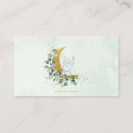 Greenery Moon Elephant Books for Baby shower Boy Informatiekaartje (Achterkant)