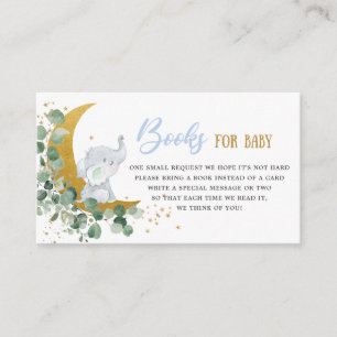 Greenery Moon Elephant Books for Baby shower Boy Informatiekaartje