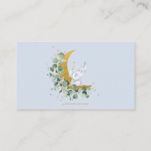 Greenery Moon Elephant Books for Baby shower Boy Informatiekaartje (Achterkant)