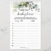 Greenery Name Baby Tune Baby shower Game Kaart (Voorkant)