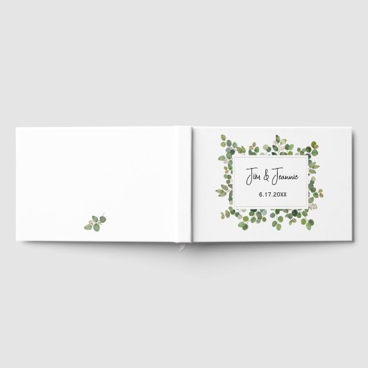 Greenery NAME & NAME Wedding DATE Timeless Couple Gastenboek (Volledig)