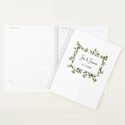 Greenery NAME & NAME Wedding DATE Timeless Couple Planner (Display)