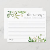 Greenery Name Share a Memory Editable Kaart (Voorkant / Achterkant)