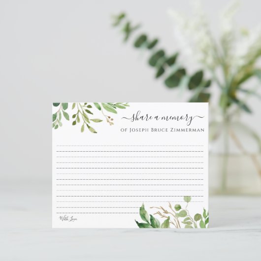 Greenery Name Share a Memory Editable Kaart (Staand voorkant)