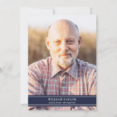 Greenery Navy Blue Celebration of Life Photo Kaart (Achterkant)