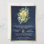Greenery Navy Gold Alles in één katholieke bruilof Kaart (Voorkant)