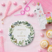 Greenery Navy Gold Paper Borden Papieren Bordje (Feest)