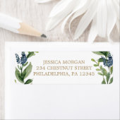 Greenery Navy Gold Return-adreslabels Etiket (Insitu)