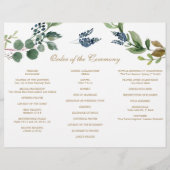Greenery Navy Gold Tri-Fold Wedding Programma's Flyer (Achterkant)
