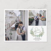 Greenery net getrouwd bruiloft foto's aankondigingskaart (Voorkant)